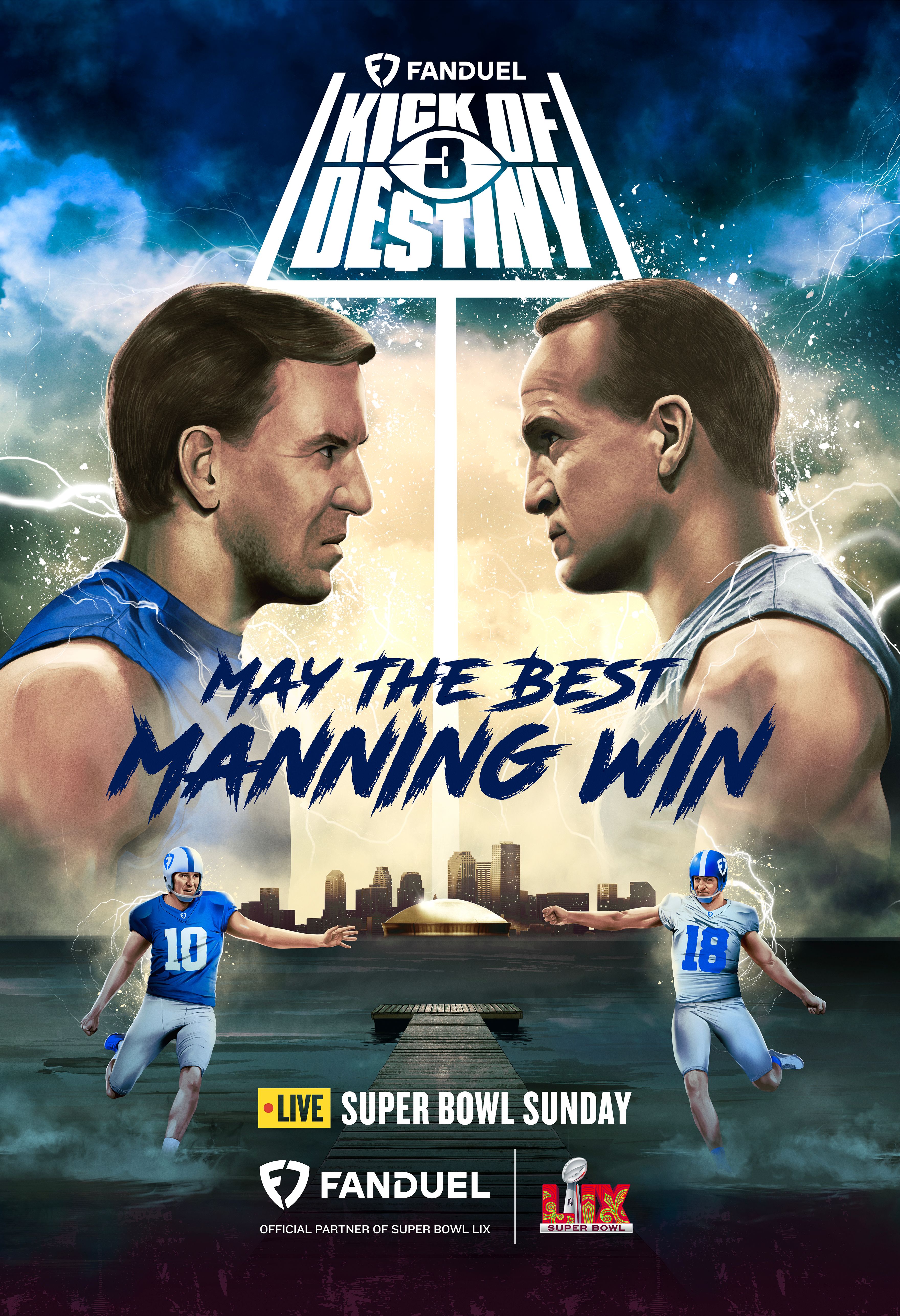 Peyton Manning and Eli Manning Face Off Live at Super Bowl LIX in FanDuel’s “Kick of Destiny 3” Campaign